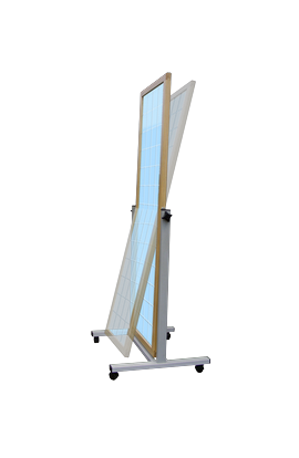 Espejo abatible y móvil con luna cuadriculada